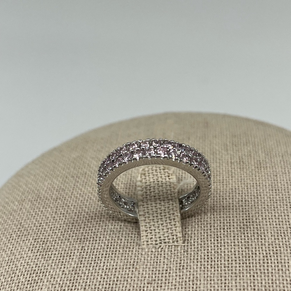 Vintage Sterling Silver 925 Lavender Amethyst Eternity Band Ring Size 6.75 - Picture 3 of 14